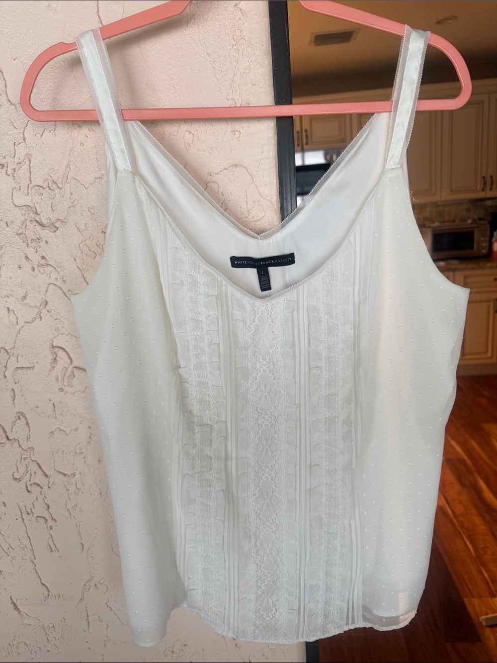 White House Black Market White Lace-Front Sleeveless Camisole